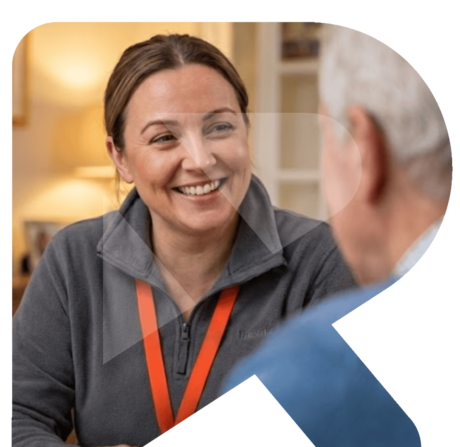 Routes Healthcare carer having a warm conversation with client in their home | HOME Values Page